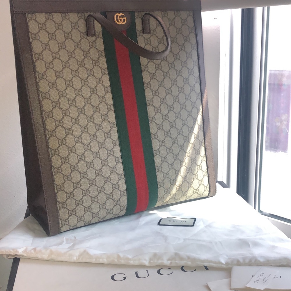 Gucci Large Monogram Structured Tote Handbag - image 6